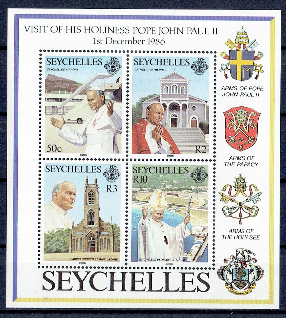 SEYCHELLES- 1986. JAN PAWEŁ II. BLOK **