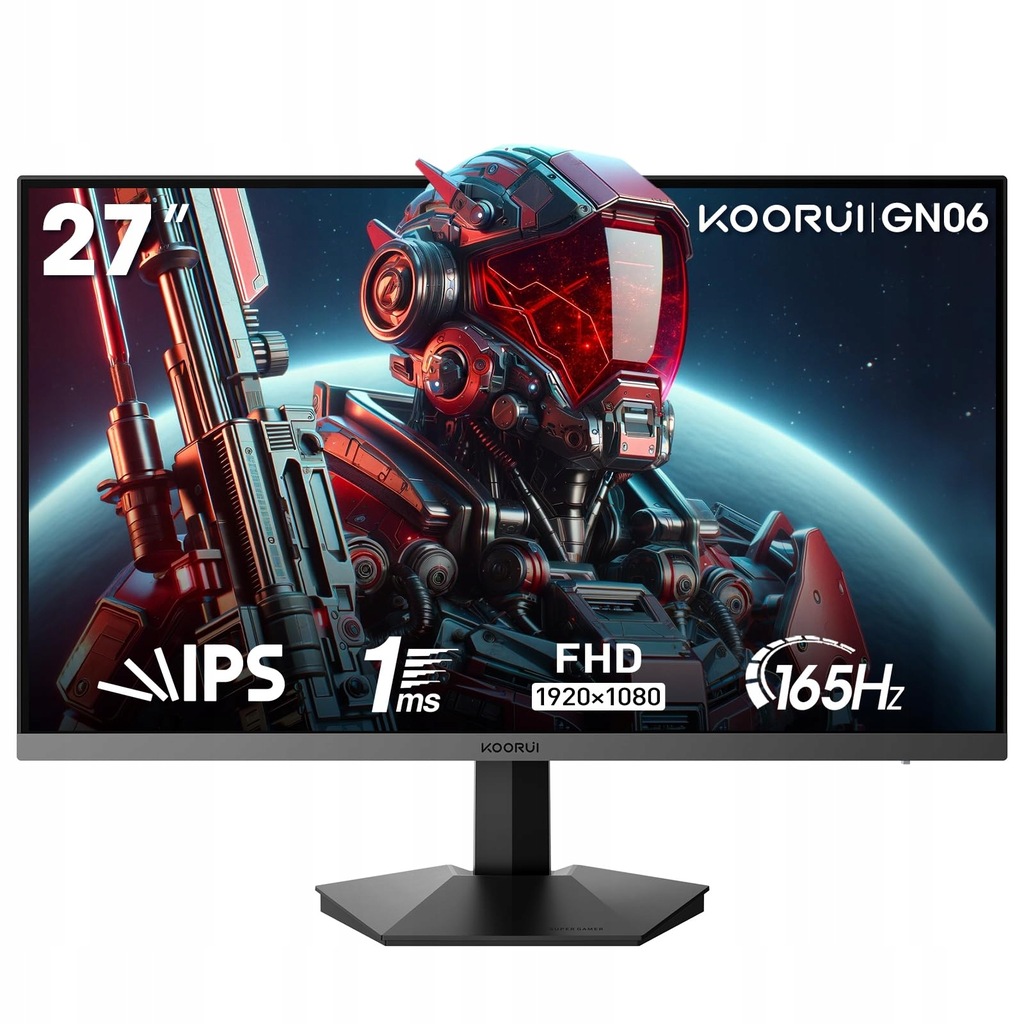 KOORUI MONITOR GAMINGOWY 165HZ, FHD (1920×1080), IPS, 1MS GTG, 27
