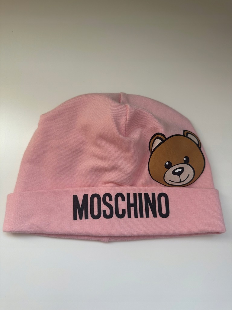 Różowa czapka przejściowa Moschino Baby 6-9 mcy