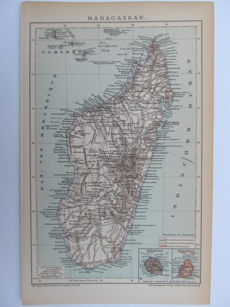 AFRYKA WYSPA MADAGASKAR mapa 1898 r.