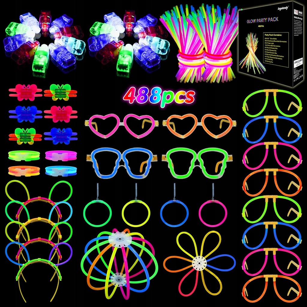 Zestaw Imprezowy Pałeczki Fluorescencyjne Glow Party Pack 488-Elementów