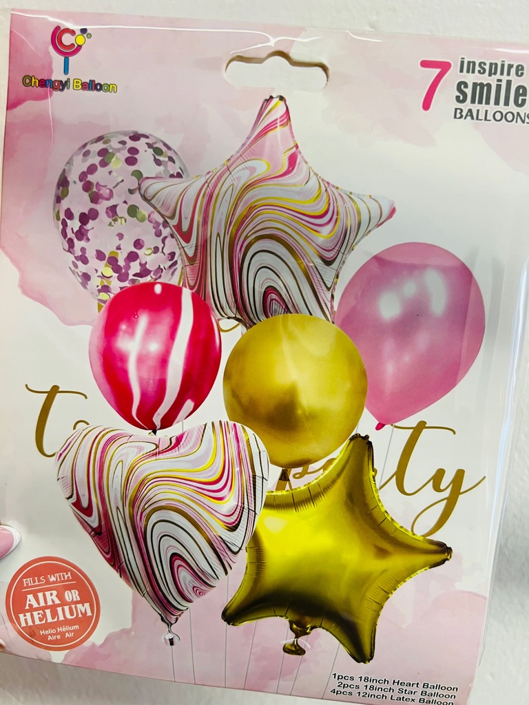 Balony zestaw 7 sztuk złoto-różowy