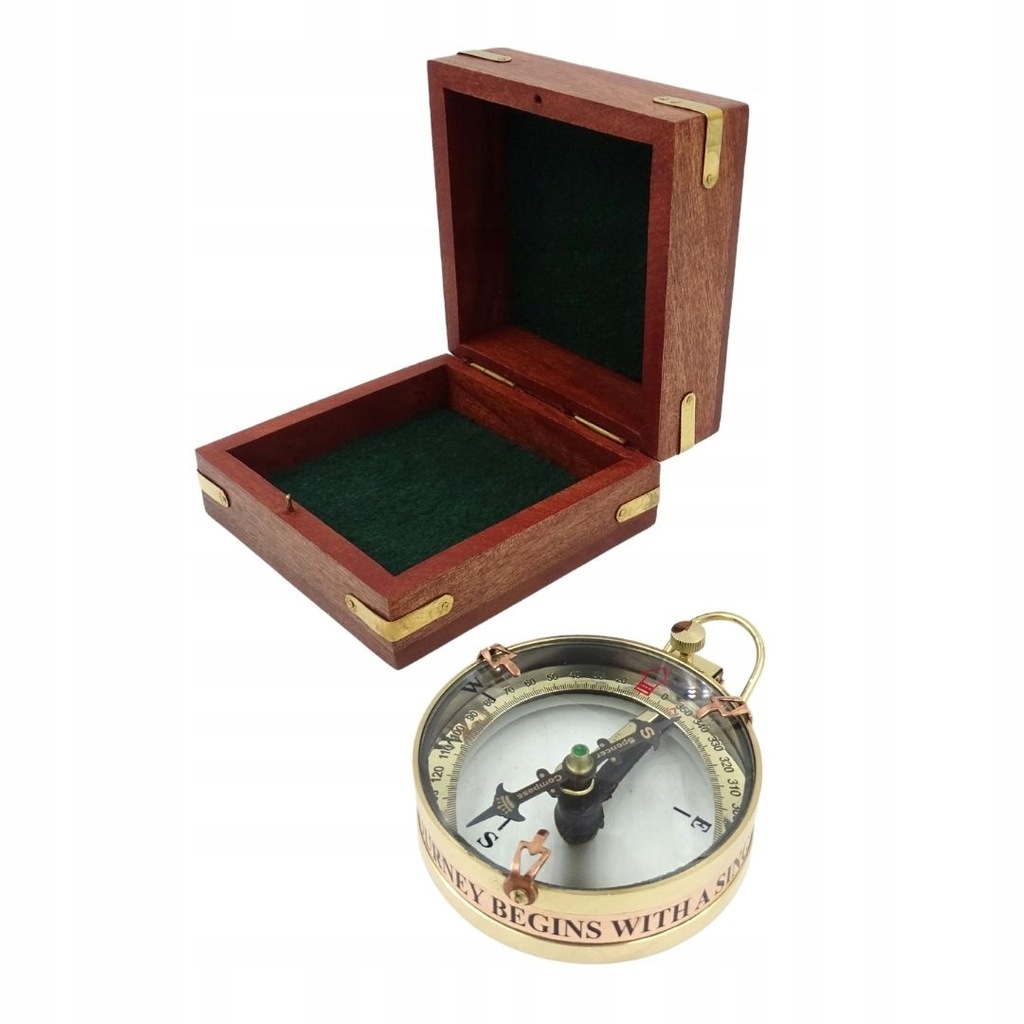 Kompas mosiężny Map Reader w pudełku drewnianym