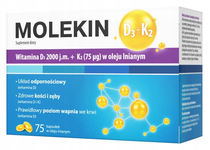 Molekin 2000j.D3+75mcg K2 75 kaps. w oleju lnianym