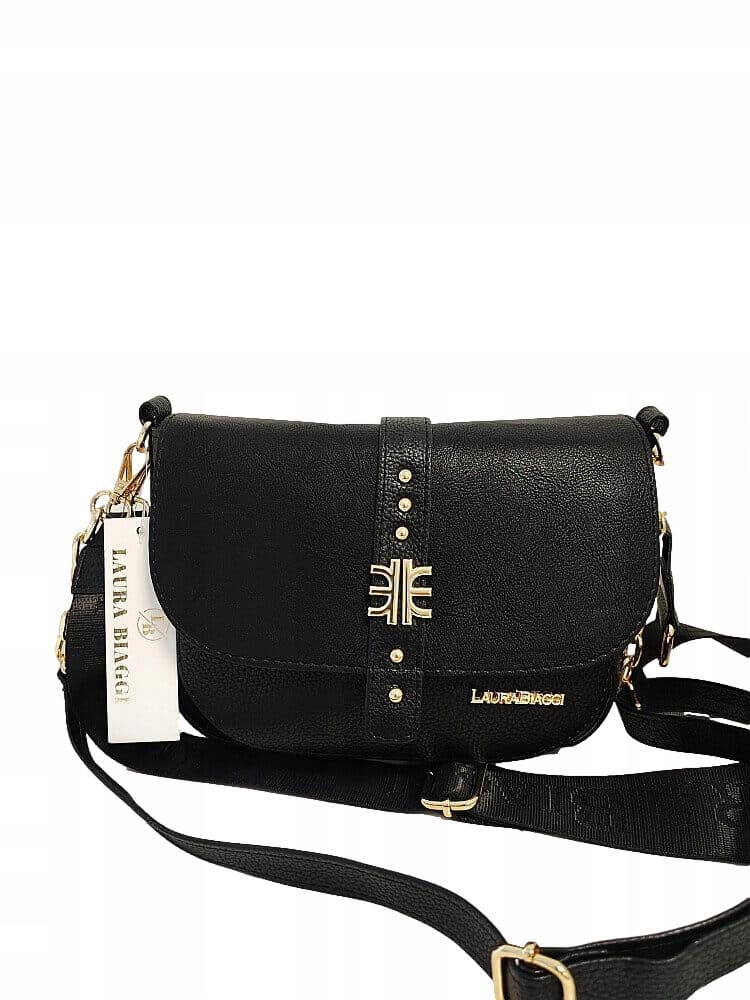 Laura Biaggi torebka listonoszka czarna z klapką