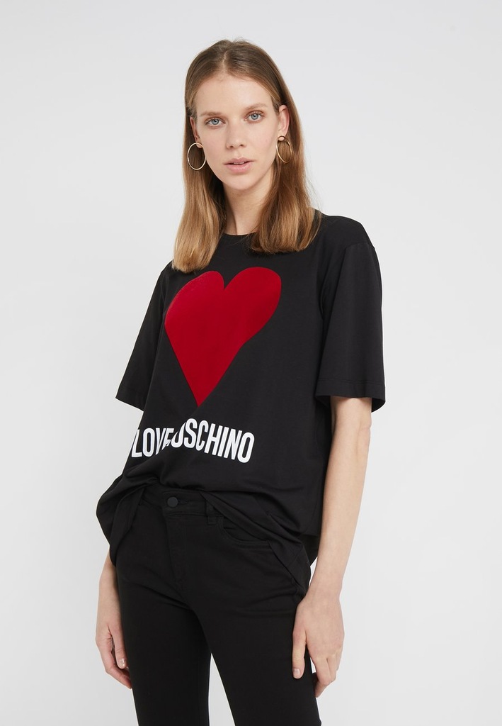 LOVE MOSCHINO T SHIRT DAMSKI Z NADRUKIEM 40 L 2BEI 12474439679 oficjalne archiwum Allegro