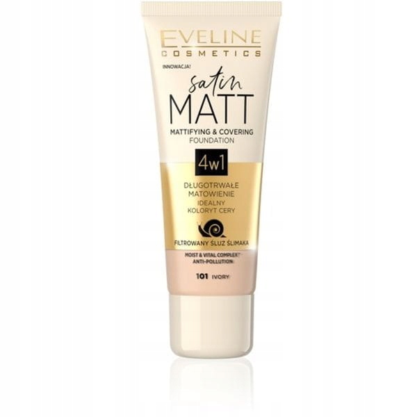 Eveline Satin Matt podkład 4w1 101 Ivory 30ml