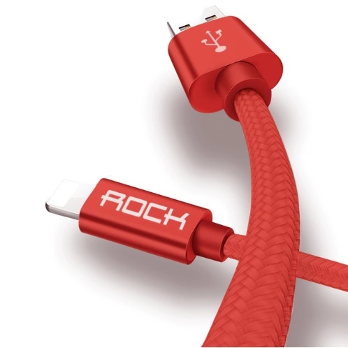 Kabel USB ROCK nylon 2.1A 1m lightning iphone