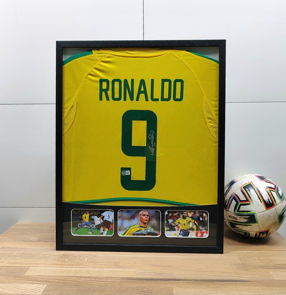 Ronaldo, Brazylia - koszulka z autografem w ramie od 1zł! (zag)