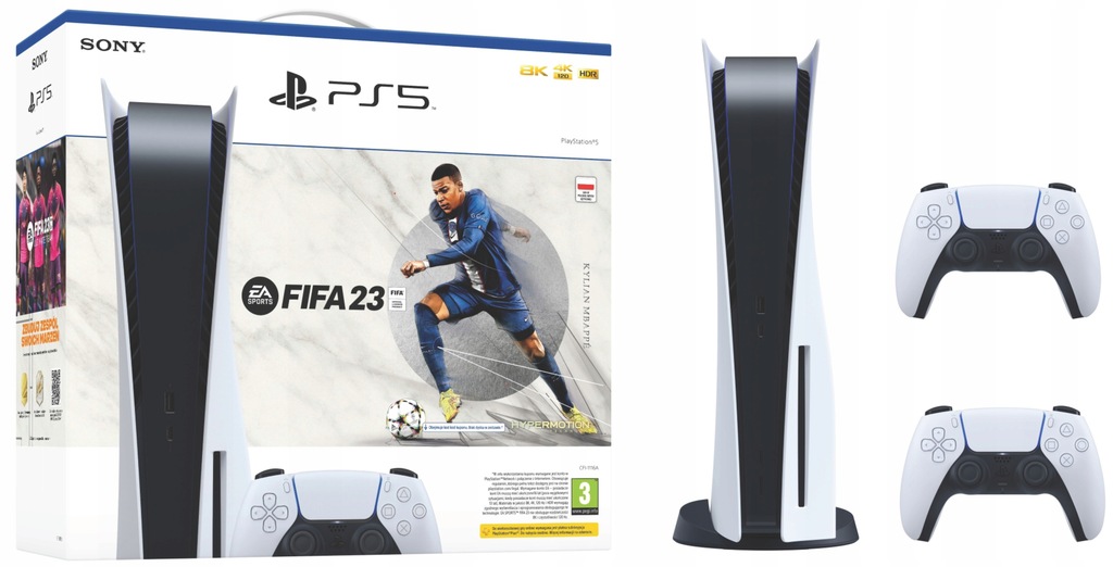 PS5 + FIFA 23 PŁYTA + 5 ORYGINALNYCH DODATKÓW SONY