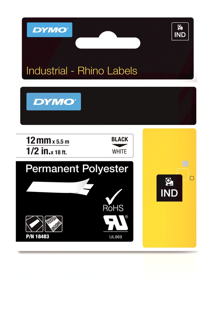 Dymo Rhino 18483, S0718210, 12mm x 5,5m czarny dru