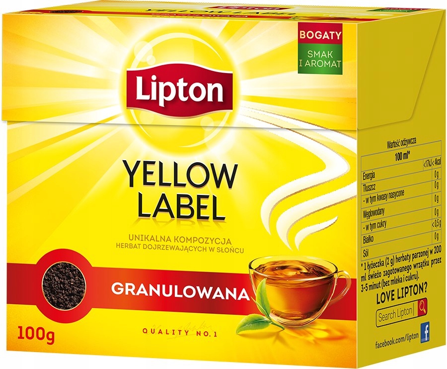 Herbata czarna LIPTON YELLOW LABEL GRANULOWANA 100g