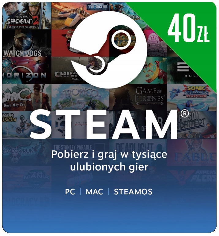 STEAM GIFT CARD 40 ZŁ Kod Klucz Doładowanie Karta