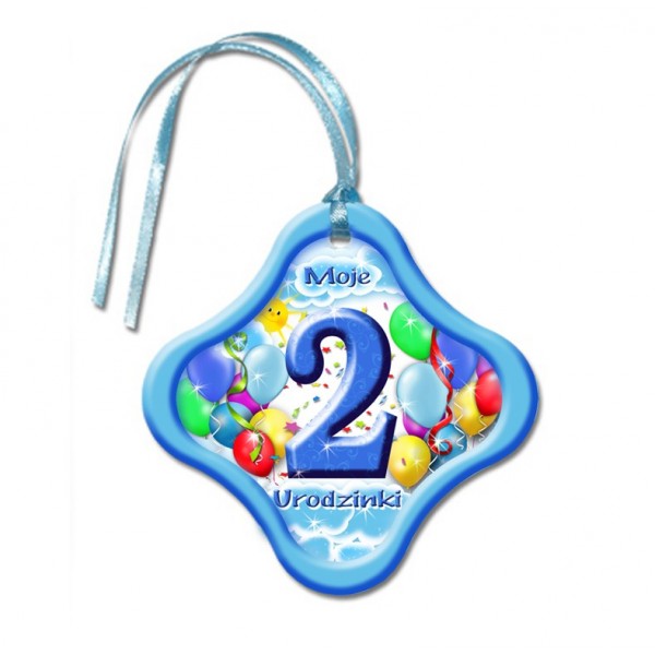 Zawieszka Moje 2 Urodziny drugie z cyfrą 2 x 2szt