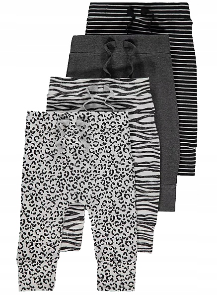 4-PACK spodnie JOGGERSY ZEBRA GEORGE 9-12M