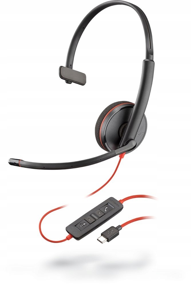Zestaw Słuchawkowy POLY Blackwire 3200 (209748-201) USB-C , Mono, Nauszne,