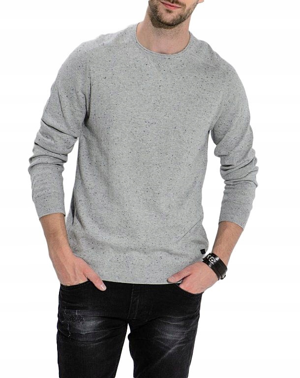 Lee neppy knit L83LQU37 SWETER SZARY MELANŻ XXL