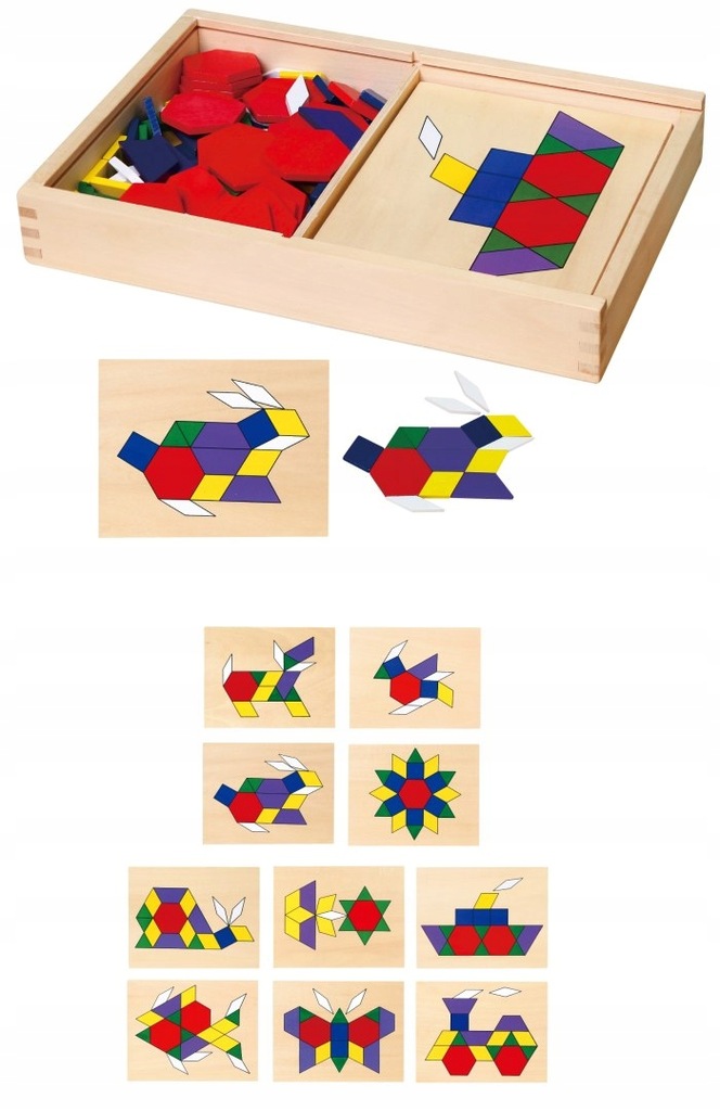 Drewniana Mozaika Geometryczna Viga Toys Klocki Dienesa Układanka Logiczna