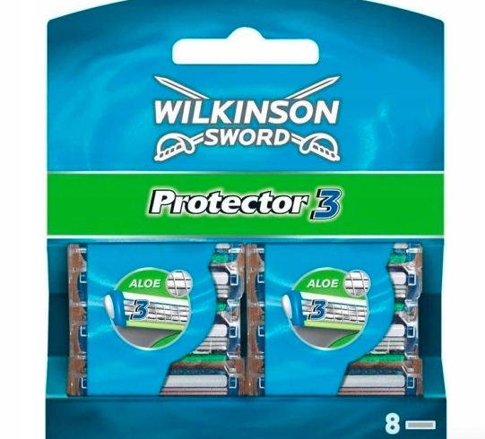8x Wilkinson Sword Protector3 Wkłady do maszynki 8szt ostrza