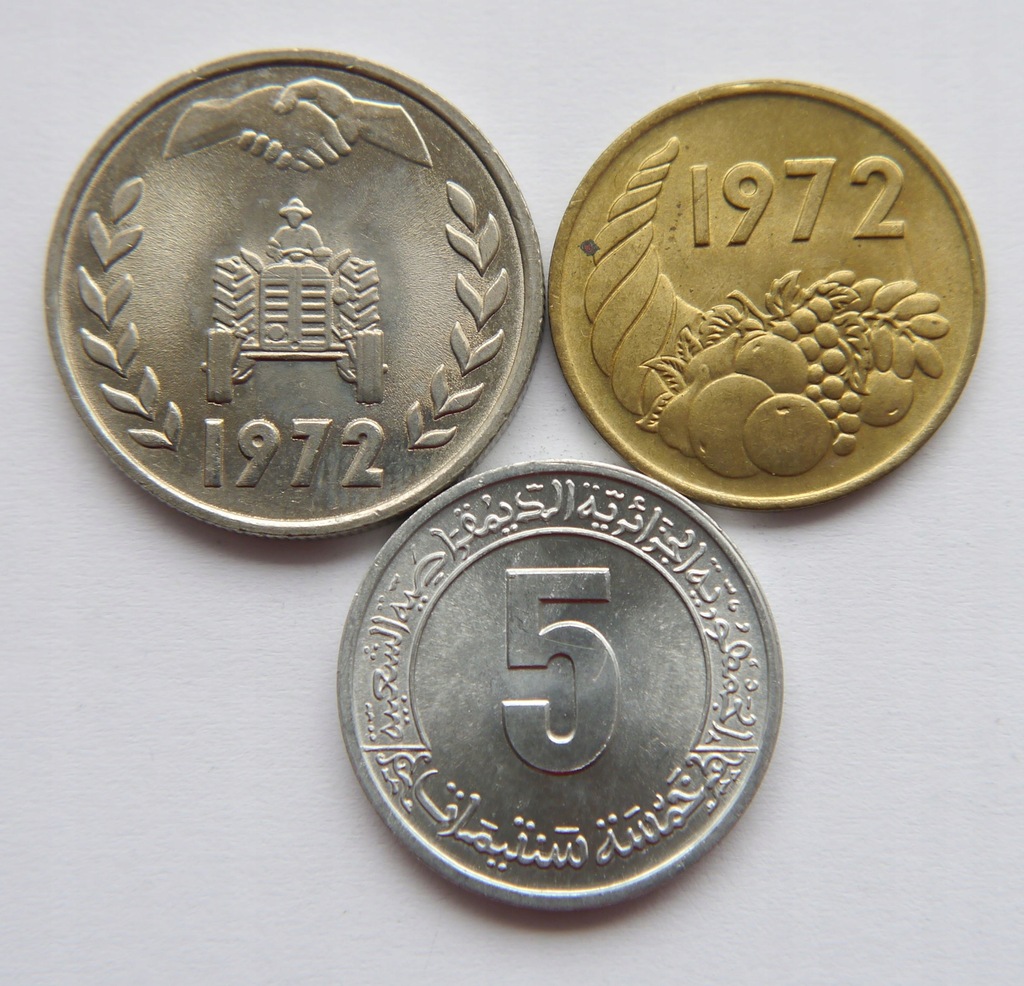 ALGIERIA 1 DINAR 1972 5 , 20 CENT 1974 72 OD 1 ZŁ