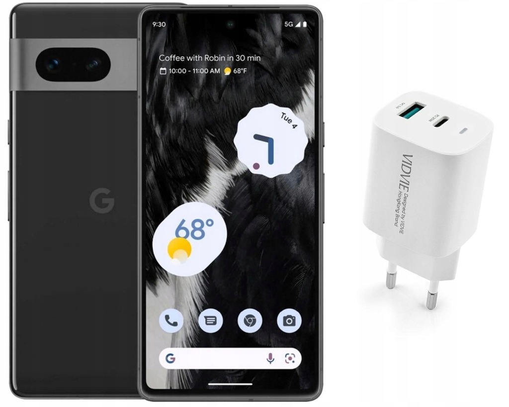 Smartfon Google PIXEL 7 5G 8/128GB czarny + zasilacz ładowarka 20W PD