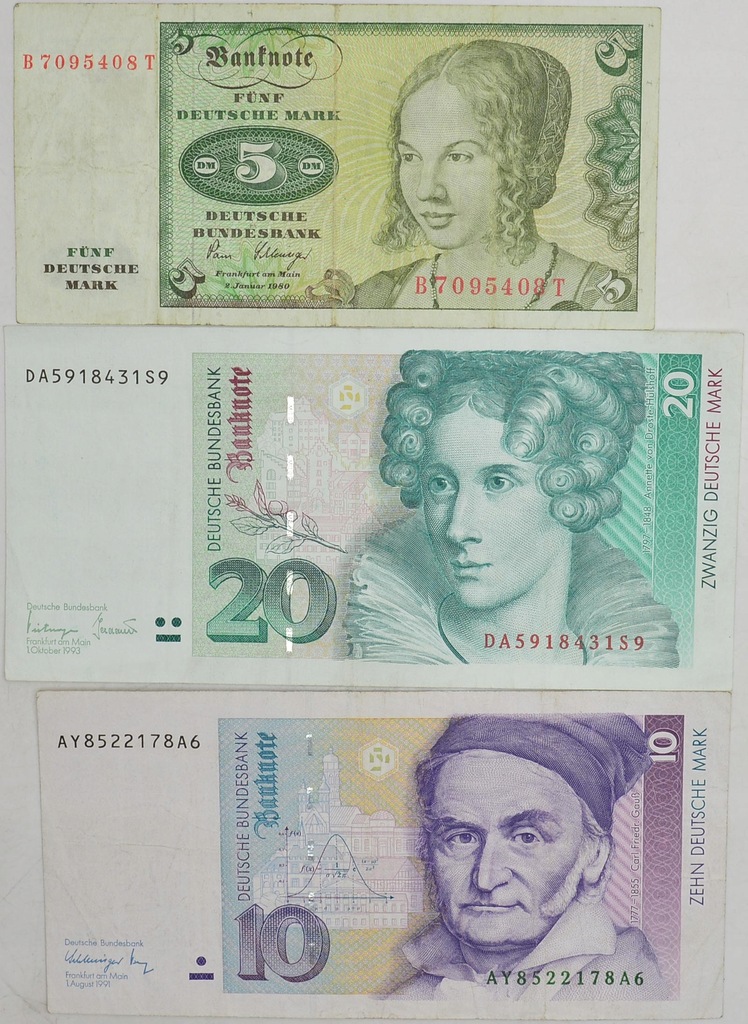 2.au.Zest.Niemcy, RFN, Banknoty szt.3, St.3+