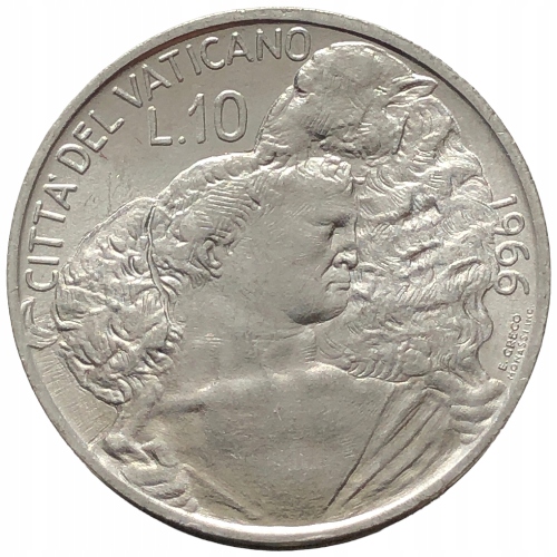 55701. Watykan - 10 lirów - 1966 r.