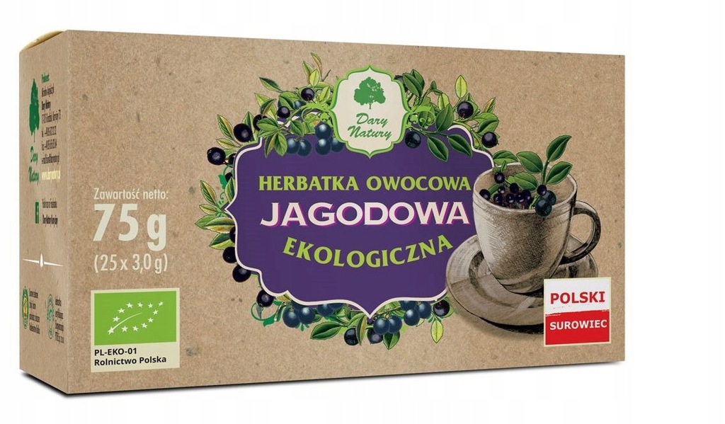 HERBATKA JAGODOWA BIO (25 x 3 g) 75 g - DARY NATUR