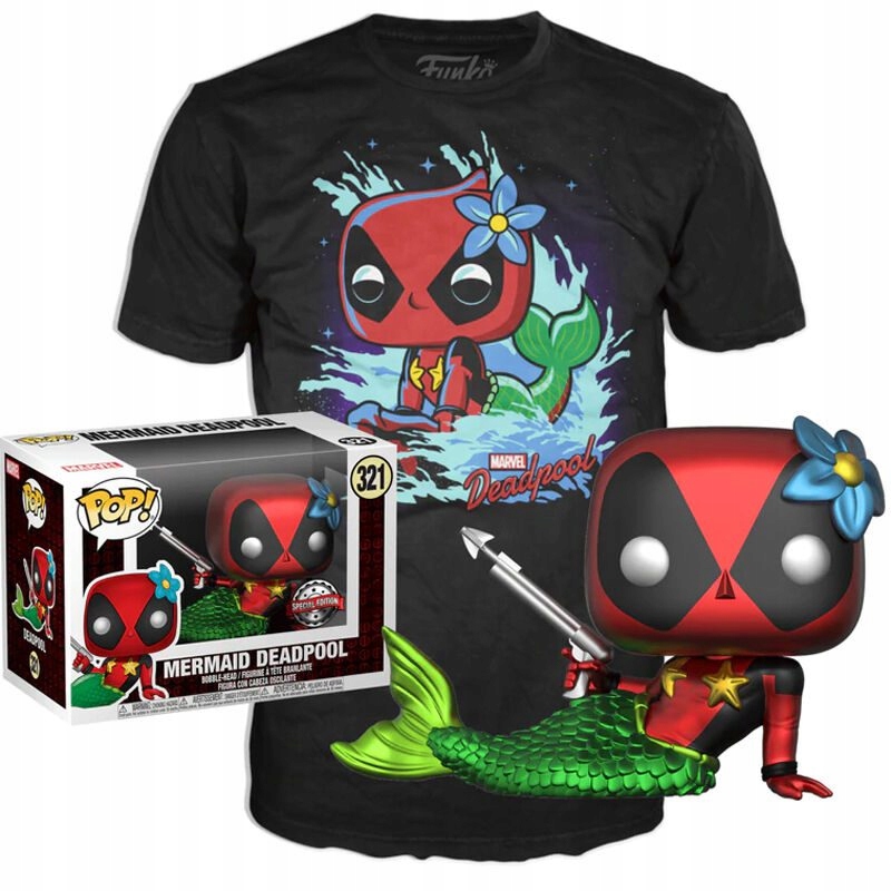 Figurka + koszulka Funko POP! Marvel Deadpool Mermaid L