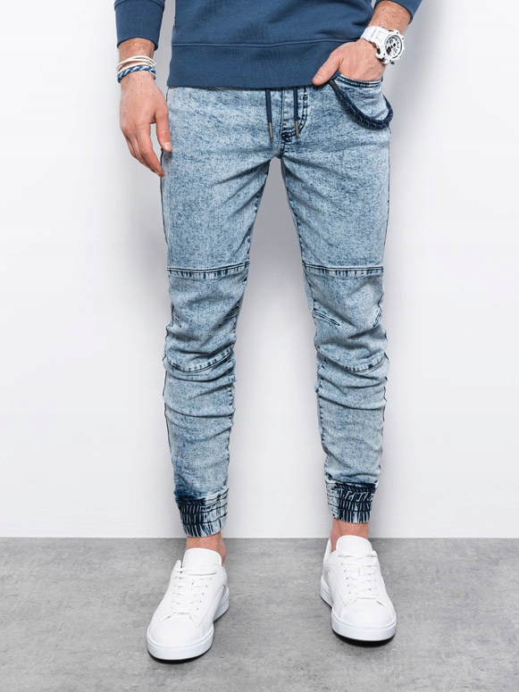 Spodnie męskie jeansowe joggery P1056 light jeans XL (M) defekt