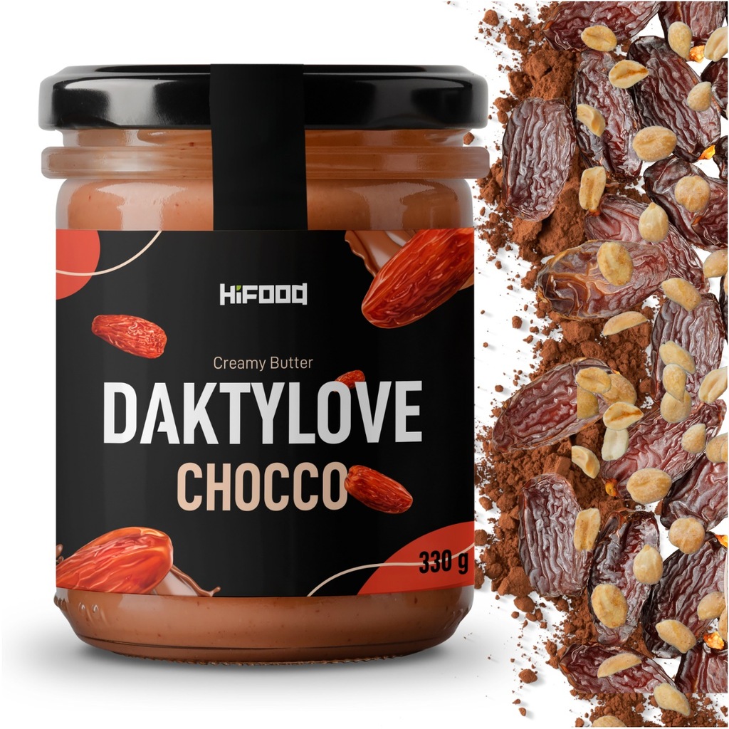 Krem Daktylowo- Czekoladowy DAKTYLOVE CHOCCO 330g HiFOOD Masło daktylowe