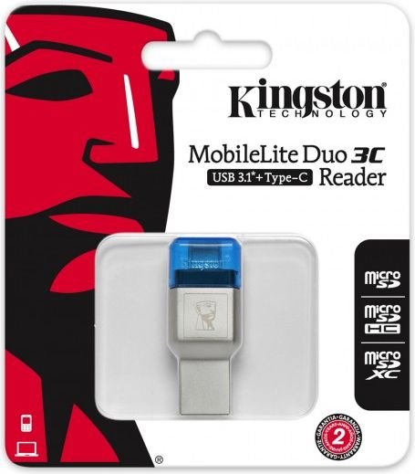 Купить Устройство чтения microSD KINGSTON Duo 3C USB 3.1 + USB-C: отзывы, фото, характеристики в интерне-магазине Aredi.ru