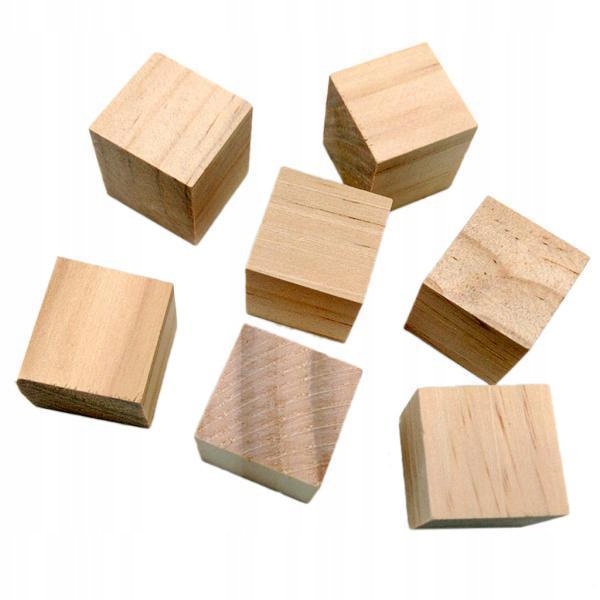 20x20Pcs Natural Wooden Squre Cubes Embellishment for Craft 20mm 20 Pcs