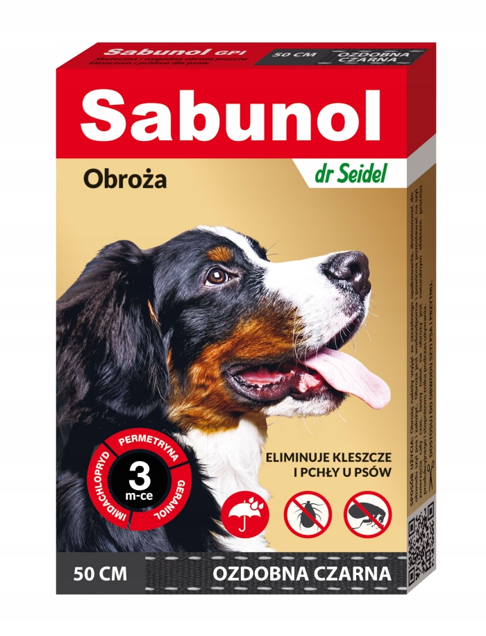 Sabunol obroża ozdobna czarna dla psa 50 cm