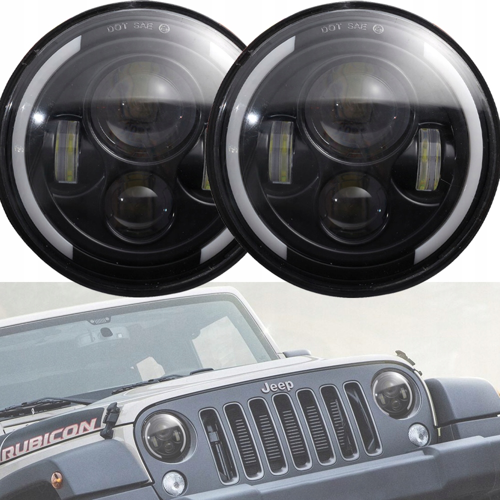 REFLEKTOR LAMPA LED przód 7 CALI MOTOCYKLOWY UNIWERSALNY SAMOCHDOWE 2SZT