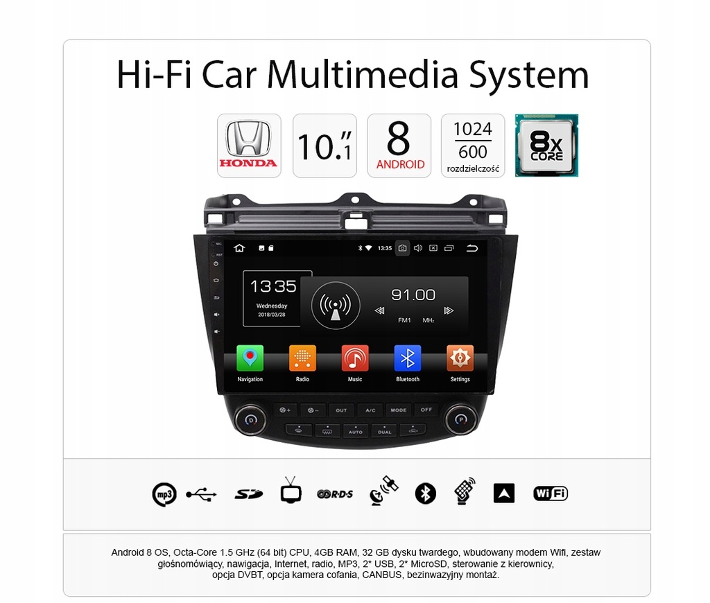 RADIO NAWIGACJA GPS ANDROID HONDA ACCORD 0307 FV