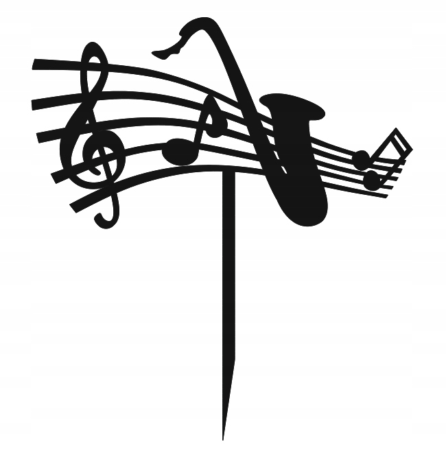 Nuty Saksofon Topper dla muzyka Pięciolinia Dekoracja 14cm PLEXI