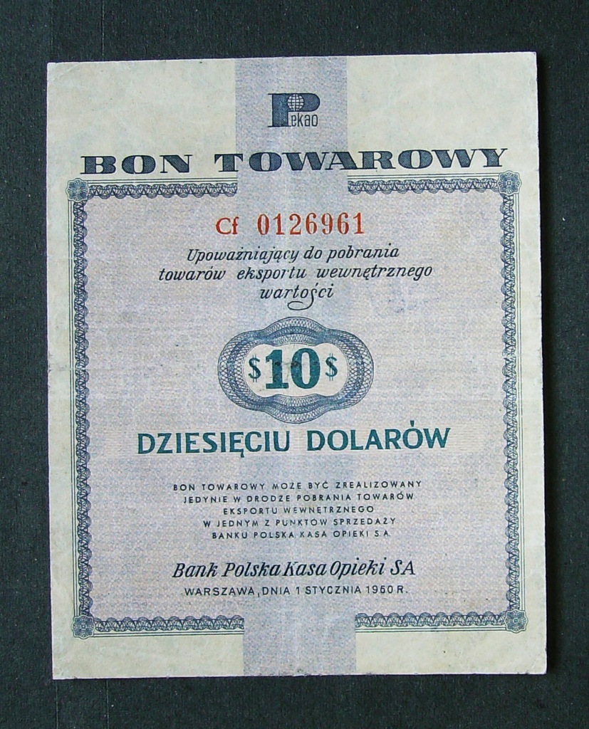 10 dolarów 1960 ser. Cf 0126961