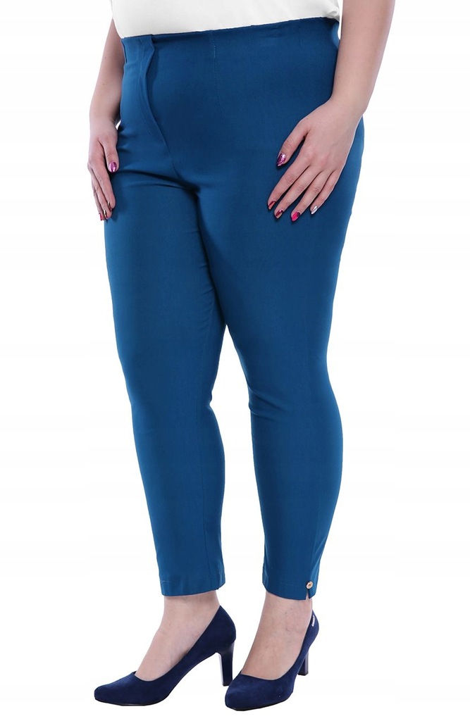 Niebieskie spodnie 7/8 z wysokim stanem 56 - 7802091600 - oficjalne