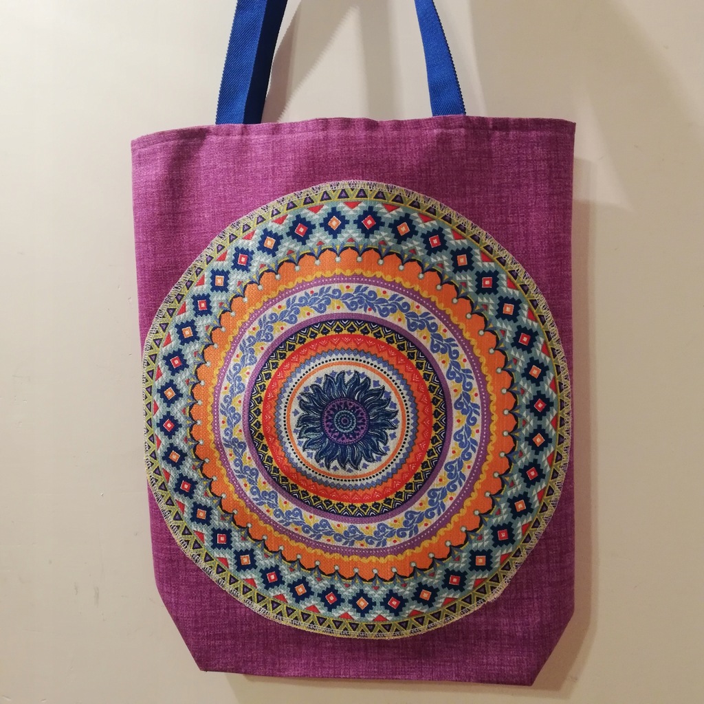 Torba na ramię MANDALA, etno, boho styl fioletowa