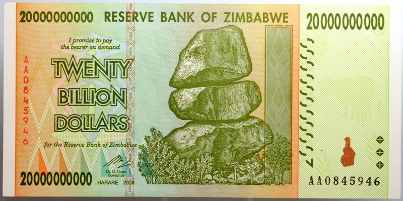 300. Zimbabwe, 20000000000 dolarów 2008 st. 1 UNC