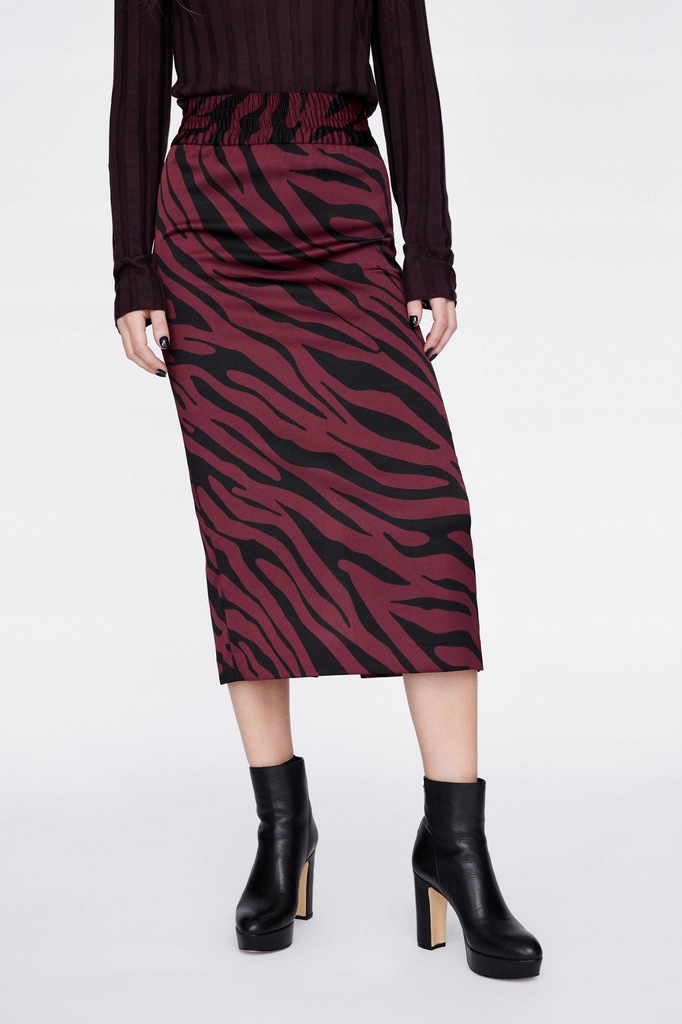 16A023 ZARA__ME3 SPÓDNICA MIDI ANIMAL PRINT__S