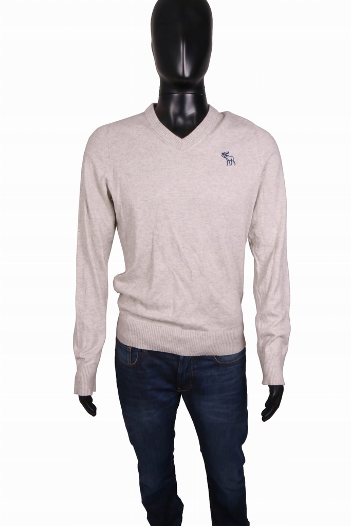 *Abercrombie Fitch Sweter Męski V-Neck Ecru L