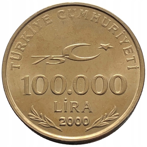 66732. Turcja, 100 000 lir, 2000r.