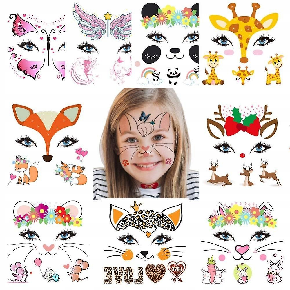 Animal Temporary Face Tattoo Sticker Set Water 12151385792
