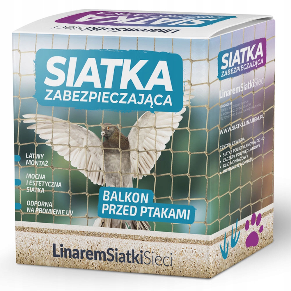 GĘSTA SIATKA NA BALKON PTAKI DLA KOTA 4x2m + HAKI