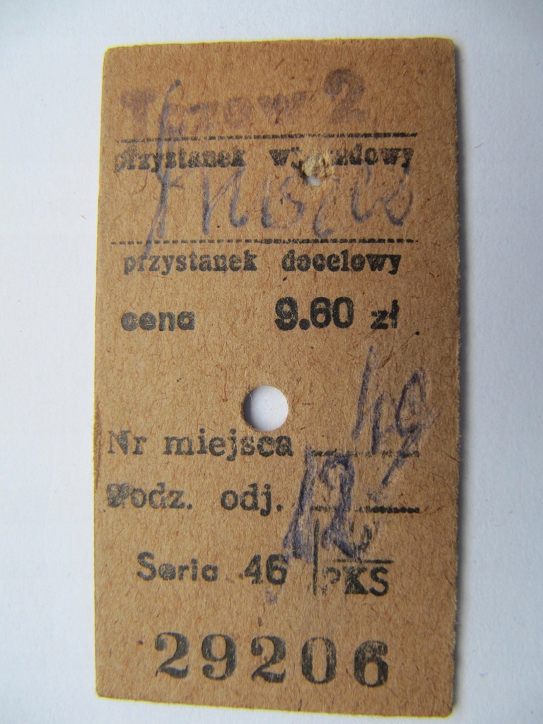 Stary bilet PKS. TCZEW