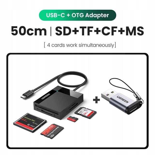 Czytnik kart USB-C 4-w-1 OTG UGREEN 4-w-1 USB3.0/U