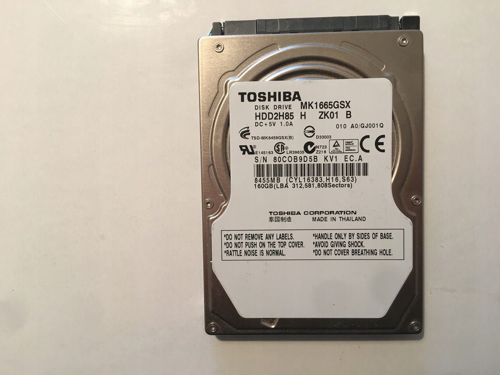 Dysk HDD 2,5" 160Gb Toshiba MK1665GSX 5400rpm