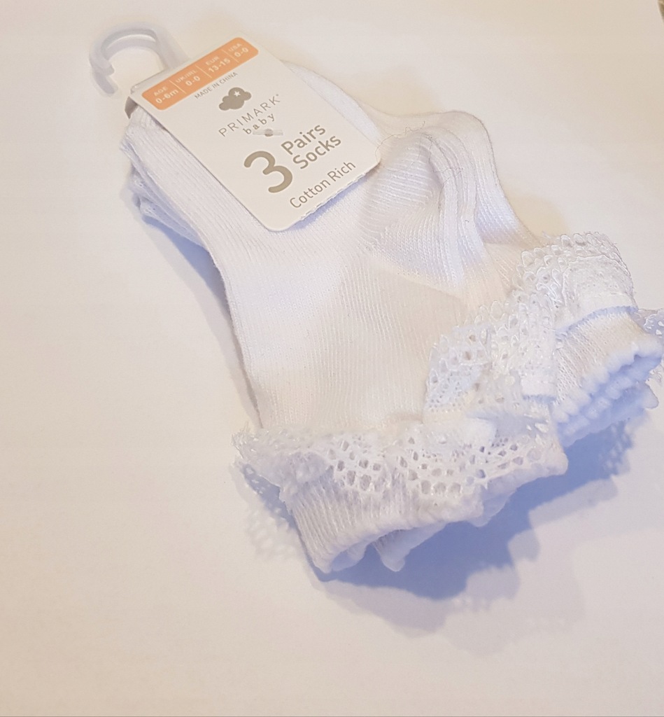 Primark skarpetki niemowlęce falbanka 12-24m/19-22